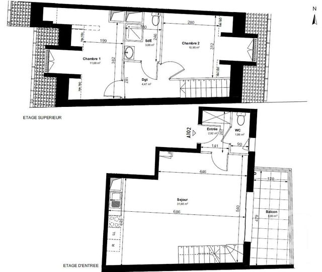 Appartement F3 à vendre - 3 pièces - 67.44 m2 - CHAMPS SUR MARNE - 77 - ILE-DE-FRANCE - Century 21 Agence Du Val